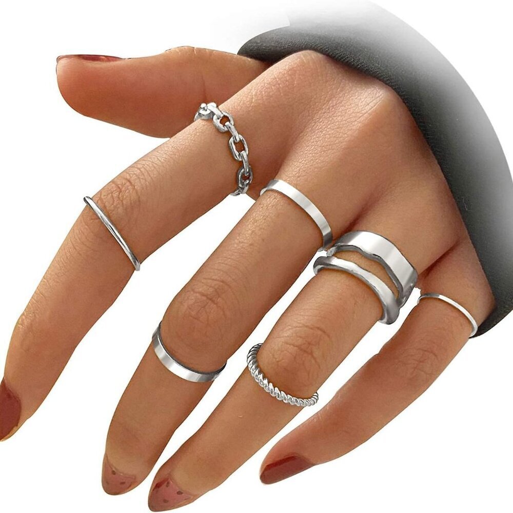 Gold Knuckle Rings Set for Women Snake Chain Stacking Ring Vintage BOHO Midi Rin